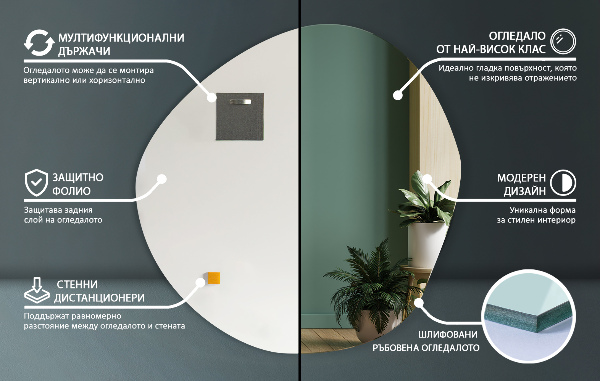 Asymmetrisk spegel minimalistisk 87x86 cm