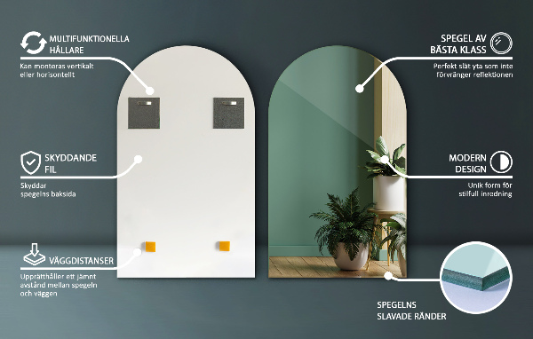 Halv-oval spegel 40x70 cm