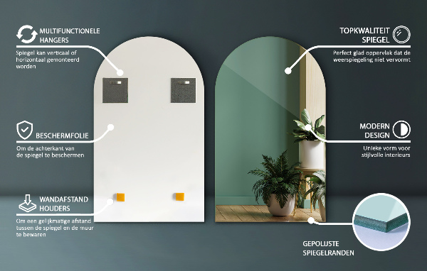 Halv-oval spegel 40x70 cm