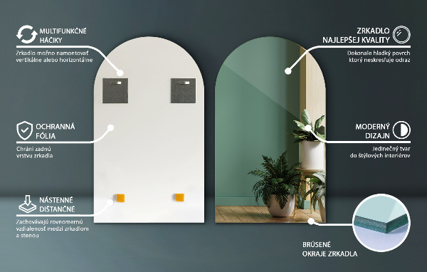 Välvd spegel 45x80 cm