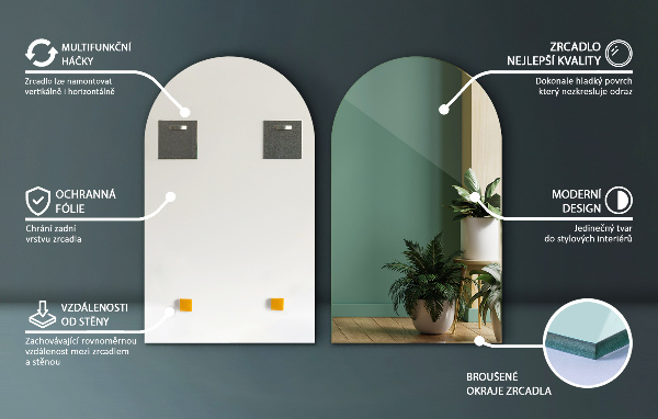 Välvd spegel modern 60x100 cm