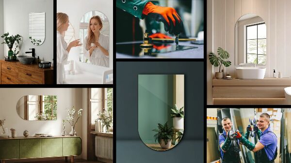 Välvd spegel modern 60x100 cm