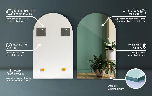 Välvd spegel modern 60x100 cm