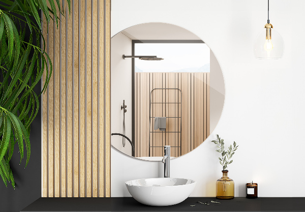 Halvcirkel spegel modern 74x90 cm