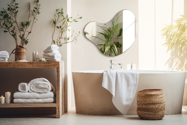 Spegel organisk form utan ram 77x77 cm