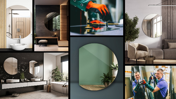 Halvcirkel spegel original 84x100 cm