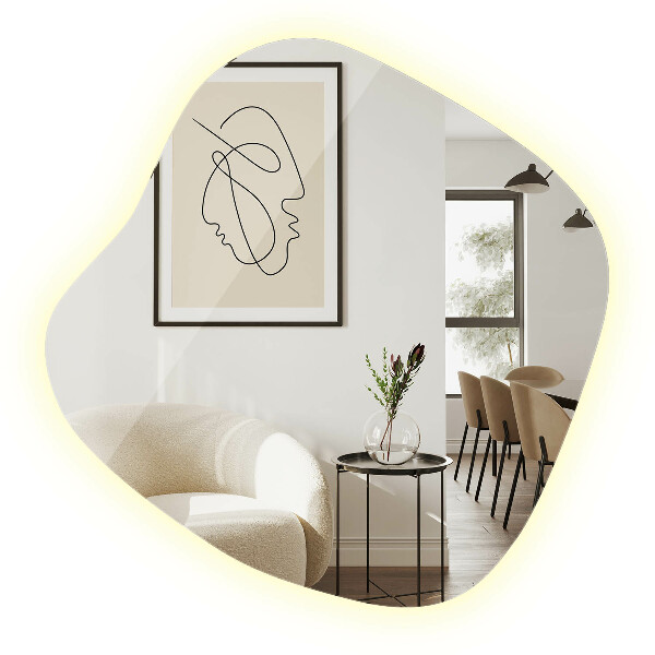 Oregelbunden spegel med led 59x58 cm