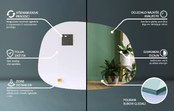 Oregelbunden spegel i form av en fläck 49x34 cm