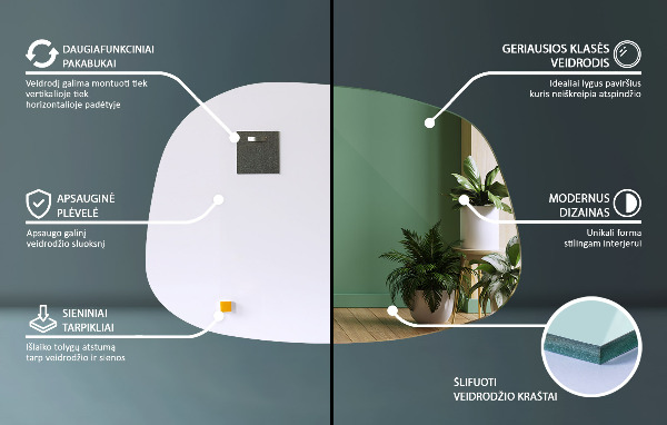Oregelbunden spegel i form av en fläck 68x47 cm