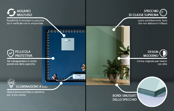 Rektangulär spegel original 100x70 cm