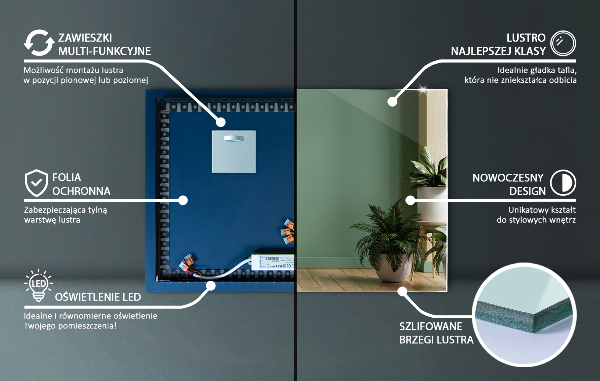 Rektangulär spegel 50x50 cm