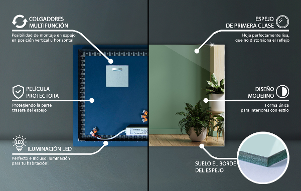 Rektangel spegel 60x40 cm