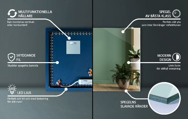 Rektangel spegel 60x40 cm