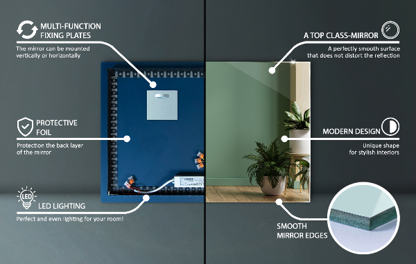 Rektangulär spegel modern 70x50 cm