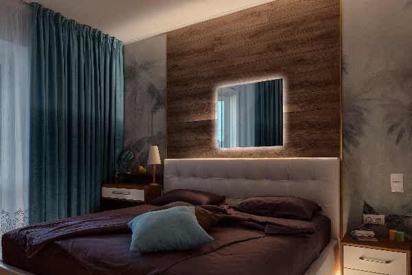 Rektangulär badrumsspegel med led 50x50 cm