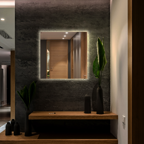 Rektangulär badrumsspegel med led 50x50 cm