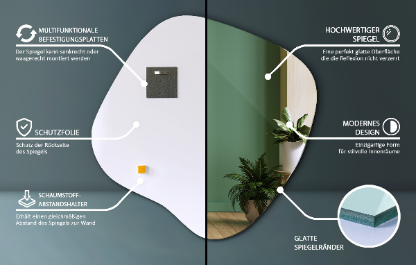 Spegel fläck asymmetrisk 48x48 cm