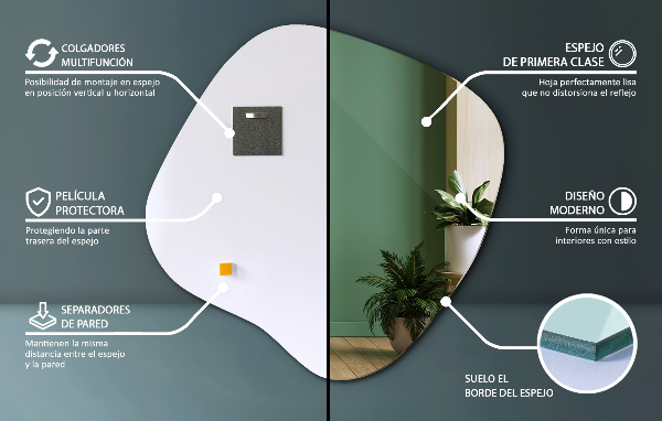 Spegel fläck asymmetrisk 68x67 cm