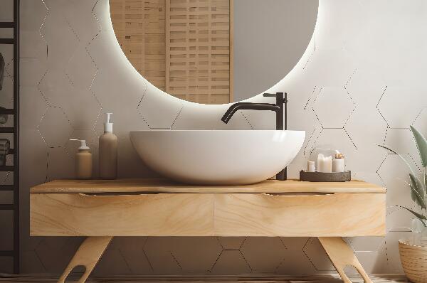 LED Halvcirkel Spegel 30x60 cm