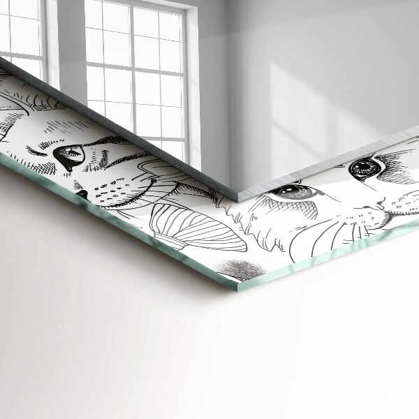 Spegel med tryckt ram Katter med fjärilar