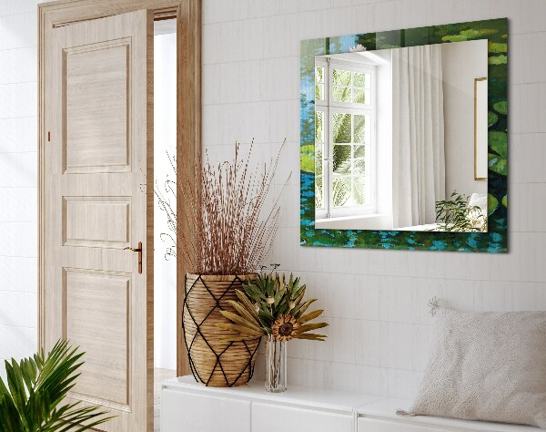 Rektangulär spegel med tryckt ram Näckrospulver