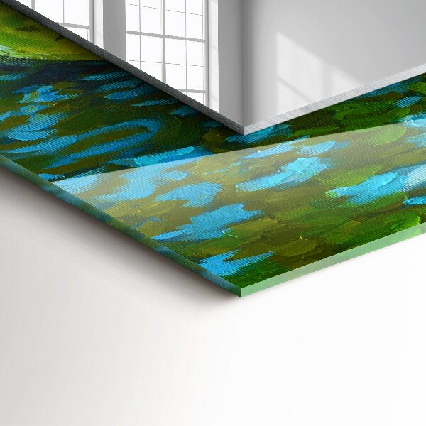 Rektangulär spegel med tryckt ram Näckrospulver