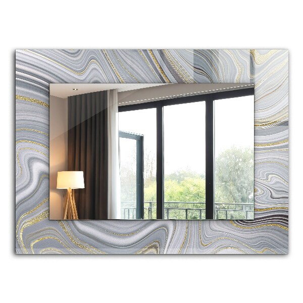 Rektangulär spegel med tryckt ram Abstrakta marmormotiv
