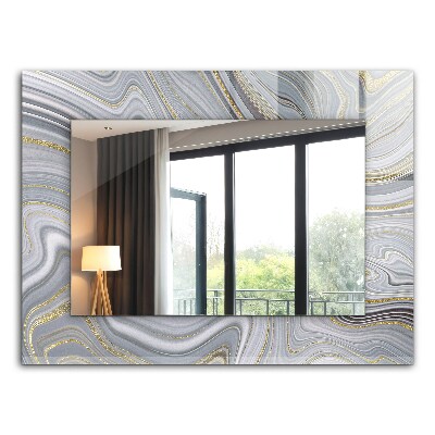 Rektangulär spegel med tryckt ram Abstrakta marmormotiv