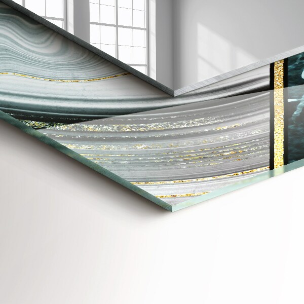 Rektangulär spegel med tryckt ram Abstrakt geometriskt mönster