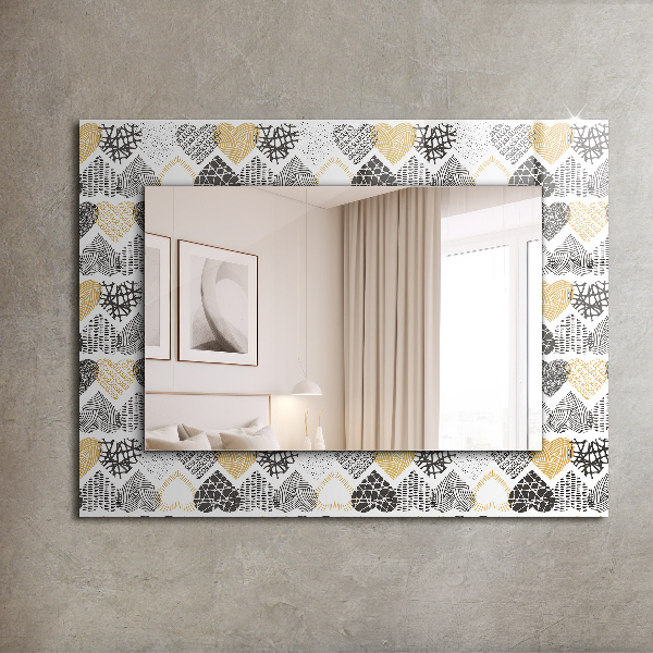 Spegel med tryckt ram Färgglada hjärtan