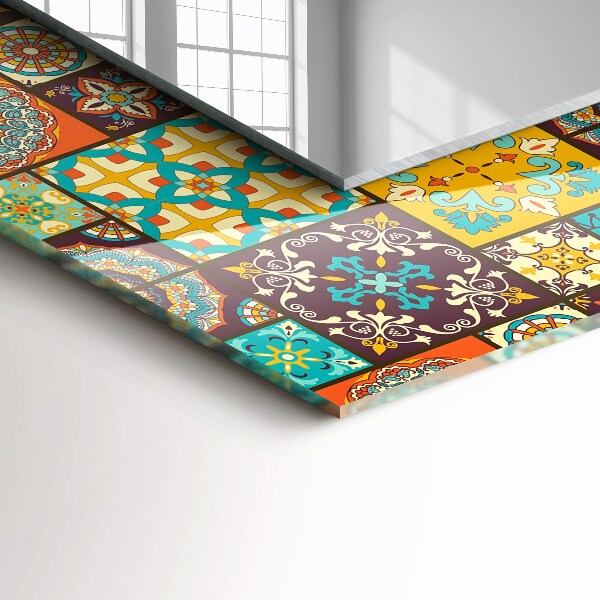 Spegel med tryckt ram Färgglad mosaik