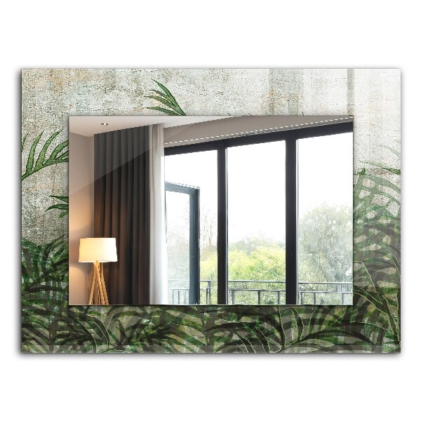 Rektangulär spegel med tryckt ram Gröna ormbunksblad