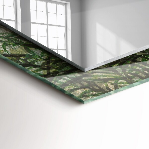 Rektangulär spegel med tryckt ram Gröna ormbunksblad