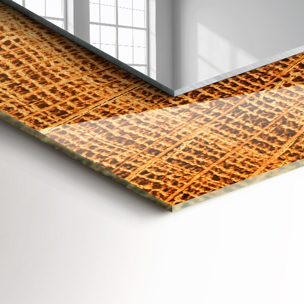 Rektangulär spegel med tryckt ram Tvärsnitt av ringarna på en trädstam