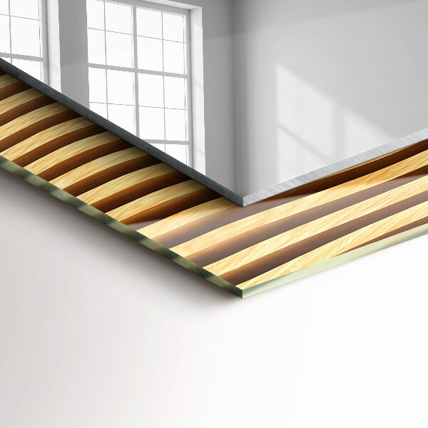 Spegel med tryckt ram Vågor i trä