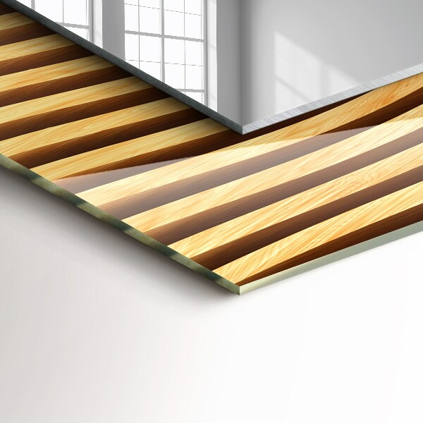 Spegel med tryckt ram Vågor i trä