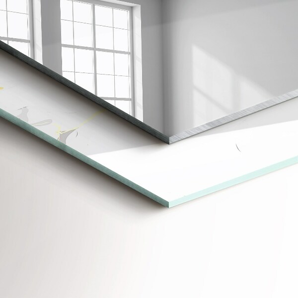 Rektangulär spegel med tryckt ram Motiv i vit marmor