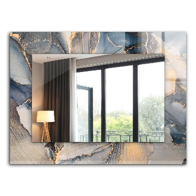 Rektangulär spegel med tryckt ram Blå abstrakt konst