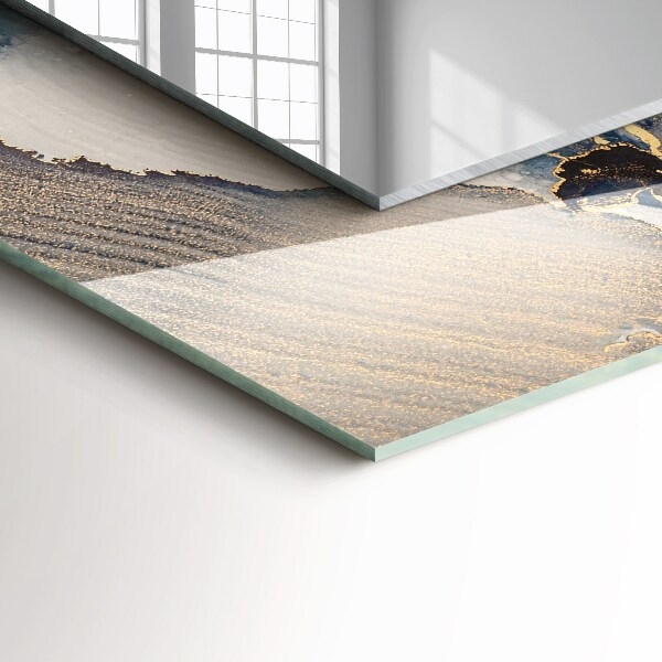 Rektangulär spegel med tryckt ram Blå abstrakt konst