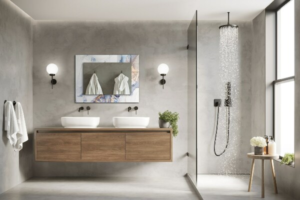 Spegel med tryckt ram Abstrakt marmorkonst