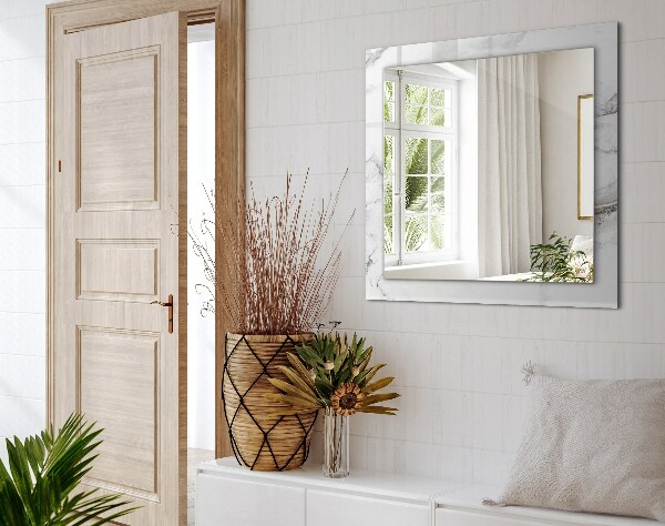 Rektangulär spegel med tryckt ram Vita marmormönster