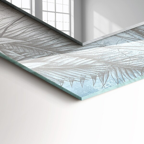 Rektangulär spegel med tryckt ram Växter i pastellfärger