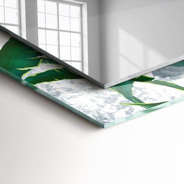 Rektangulär spegel med tryckt ram Växter med gröna blad