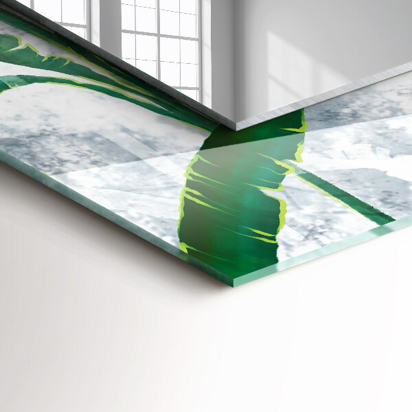 Rektangulär spegel med tryckt ram Växter med gröna blad