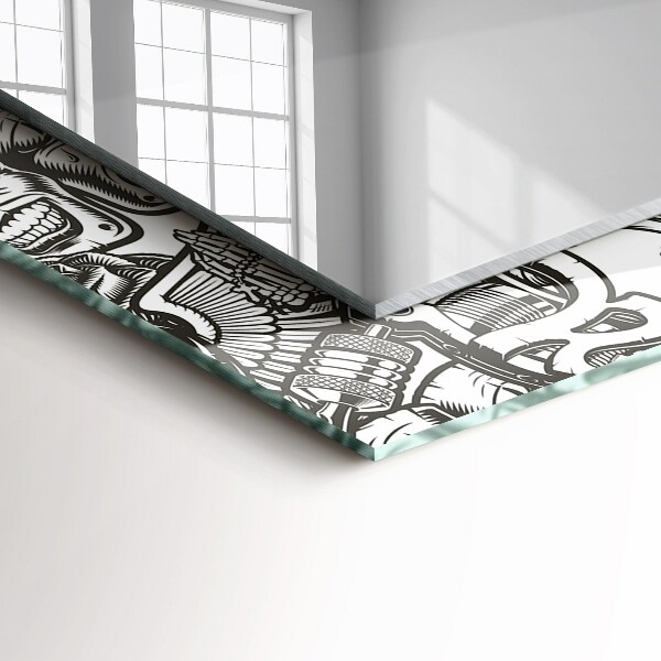 Rektangulär spegel med tryckt ram Svarta och vita mönster