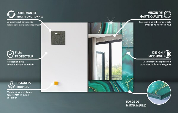 Spegel med tryck Blåa blad mönster