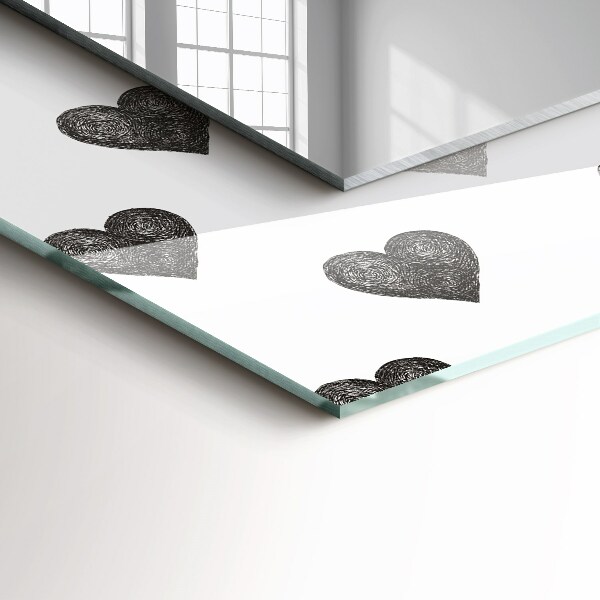 Spegel med tryckt ram Svart hjärta mönster