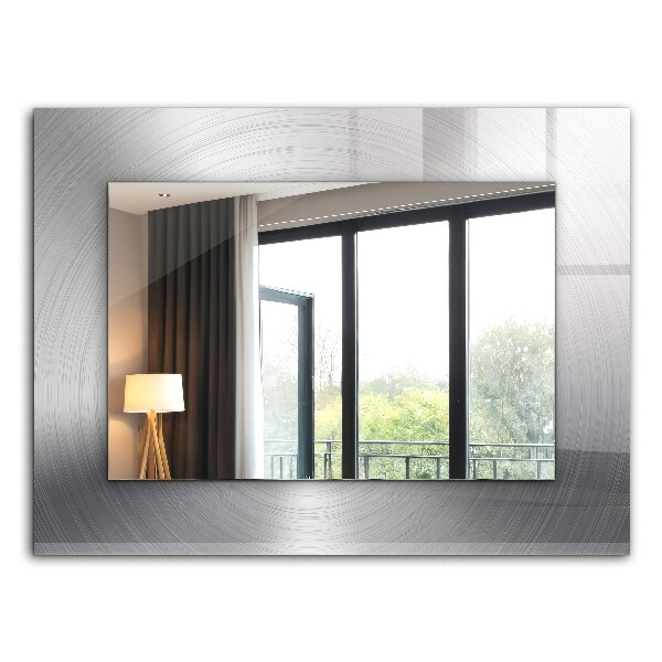 Rektangulär spegel med tryckt ram Rund metallisk yta