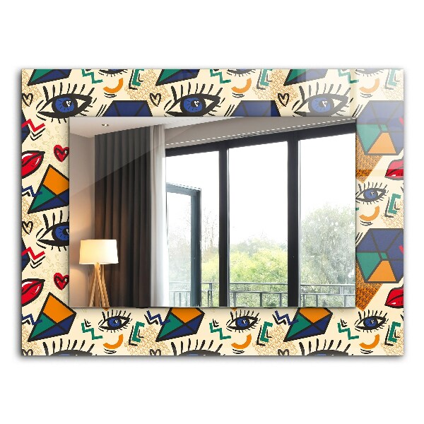 Spegel med tryck Ögon och mun former