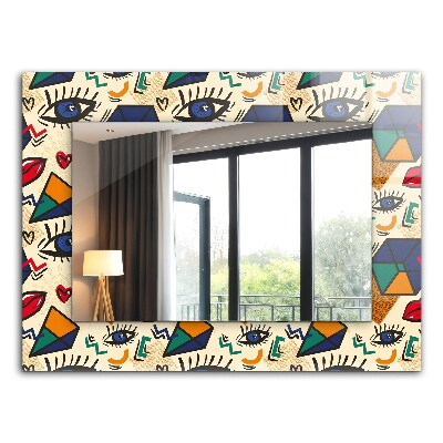 Spegel med tryck Ögon och mun former